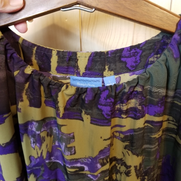 Simply Vera Vera Wang Abstract Print Cap Sleeve Shift Dress - Picture 4 of 12